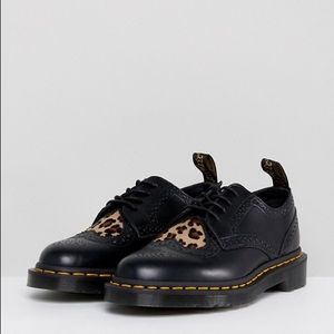 Dr. Marten black shoes with cheetah print heart